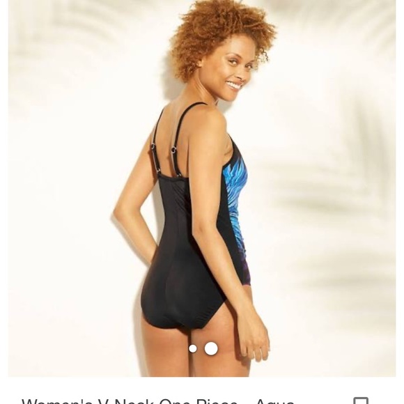 Women's V-Neck One Piece Aqua Green Small 4/6 - Picture 2 of 8